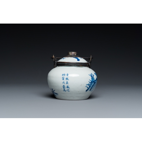 1006 - A Chinese blue and white 'Bleu de Hue' waterpipe for the Vietnamese market, Tho mark, 19th C.H.: 13 ... 