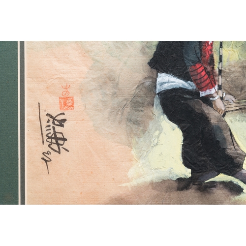 1017 - Pham Minh Duc (Vietnam, 20th C.): Four various landscapes with figures, ink and colour on paperDim.:... 