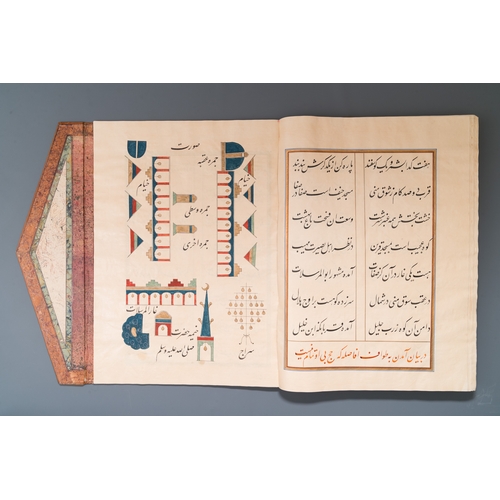 1117 - Muhyi al-Din al-Lari (d. 1526): Kitab Futuh Al-Haramayn, luxurious manuscript in large format in lea... 