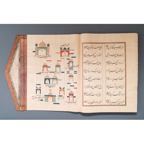 1117 - Muhyi al-Din al-Lari (d. 1526): Kitab Futuh Al-Haramayn, luxurious manuscript in large format in lea... 