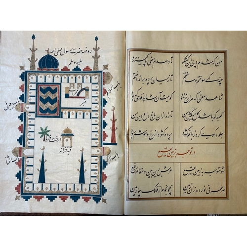 1117 - Muhyi al-Din al-Lari (d. 1526): Kitab Futuh Al-Haramayn, luxurious manuscript in large format in lea... 