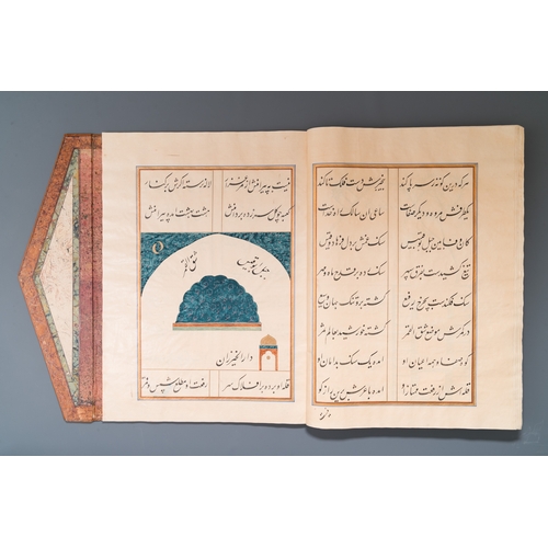 1117 - Muhyi al-Din al-Lari (d. 1526): Kitab Futuh Al-Haramayn, luxurious manuscript in large format in lea... 