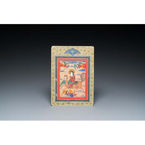 1119 - Persian school, miniature: 'Prophet Muhammad on his steed Buraq', 19th C.Dim.: 29,5 x 21 cm (the fra... 