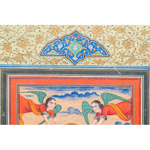 1119 - Persian school, miniature: 'Prophet Muhammad on his steed Buraq', 19th C.Dim.: 29,5 x 21 cm (the fra... 