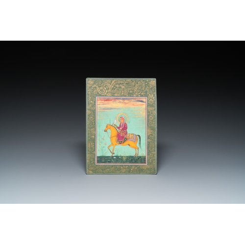 1121 - Indian school miniature: 'Portrait of Akbar the Great, the third Mughal emperor', 19th C.Dim.: 31,5 ... 