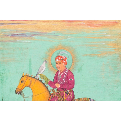 1121 - Indian school miniature: 'Portrait of Akbar the Great, the third Mughal emperor', 19th C.Dim.: 31,5 ... 