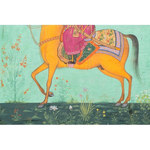 1121 - Indian school miniature: 'Portrait of Akbar the Great, the third Mughal emperor', 19th C.Dim.: 31,5 ... 