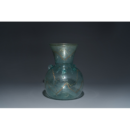 1156 - A painted glass mosque lamp, probably Syria, 19th C.H.: 33,5 cm