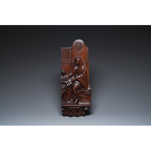 1204 - Three carved wooden panels, France and Flanders, 17th C.Dim.: 66 x 25 cm (the panel depicting Saint ... 