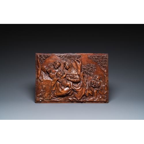 1204 - Three carved wooden panels, France and Flanders, 17th C.Dim.: 66 x 25 cm (the panel depicting Saint ... 