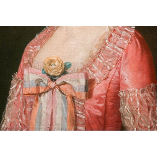 1216 - French school: Portrait of Mademoiselle de Mirabelle, oil on canvas, 18th C.Dim.: 71,5 x 55,5 cm (th... 