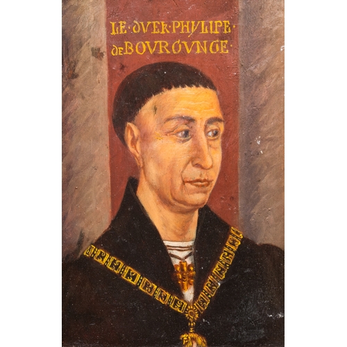 1217 - French school: Portrait of Philip the Good, oil on panel, 19th C. or earlierDim.: 26 x 19,5 cm (the ... 