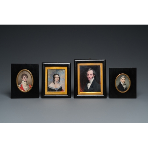 1218 - Six portrait miniatures, England and/or France, 19th C.Dim.: 16 x 13 cm (the largest frame)Dim.: 11 ... 