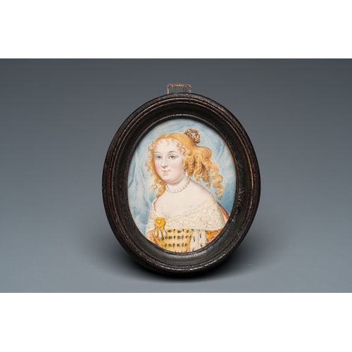 1219 - Four portrait miniatures, England and/or France, 18/19th C.Dim.: 10 x 8,5 cm (the oval frame)Dim.: 7... 