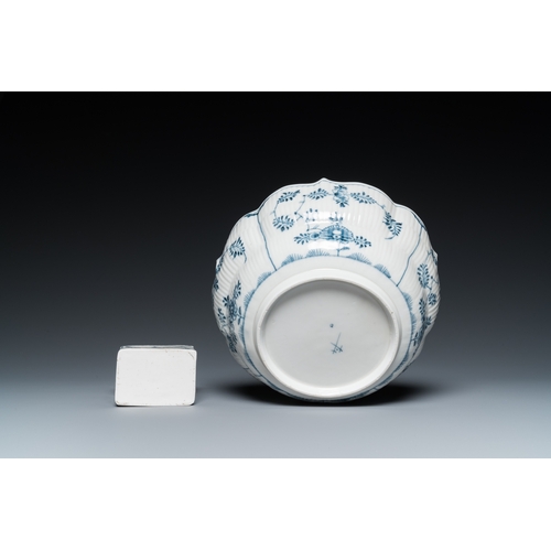 1227 - Six blue and white Meissen porcelain cups and saucers, a chocolate pot, a bowl and a tea caddy, 18th... 