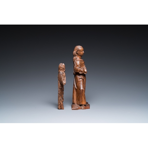 1232 - Two wood sculptures of Saint Cecilia and Mary Magdalene, Flanders and Germany, 16th C.H.: 29,5 cm - ... 