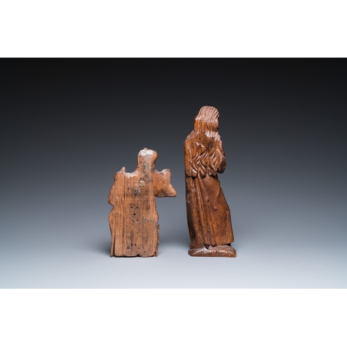 1232 - Two wood sculptures of Saint Cecilia and Mary Magdalene, Flanders and Germany, 16th C.H.: 29,5 cm - ... 