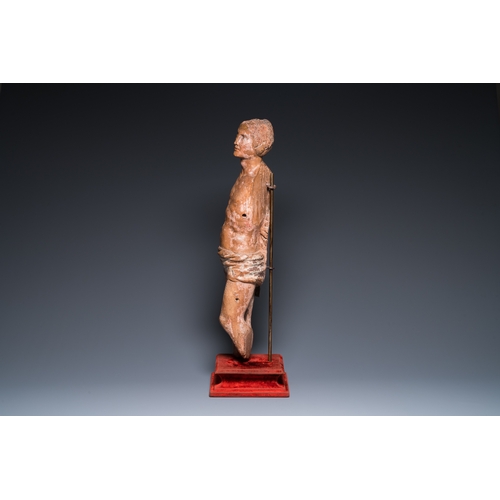 1233 - A German wood sculpture of Saint Sebastian, 16th C.H.: 79,5 cm (incl. stand)H.: 71,5 cm (excl. stand... 