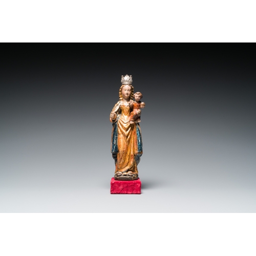 1247 - A Flemish polychromed wood sculpture of a Madonna with Child, so called 'Poupee de Malines', Mechele... 