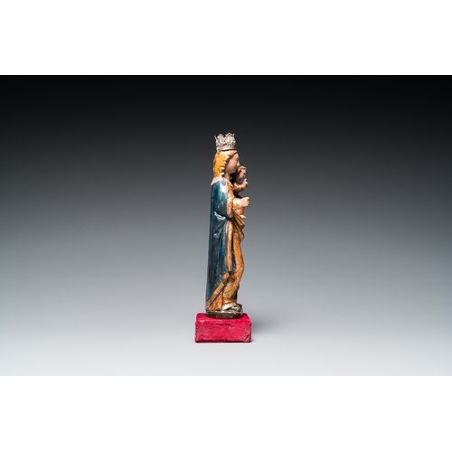 1247 - A Flemish polychromed wood sculpture of a Madonna with Child, so called 'Poupee de Malines', Mechele... 