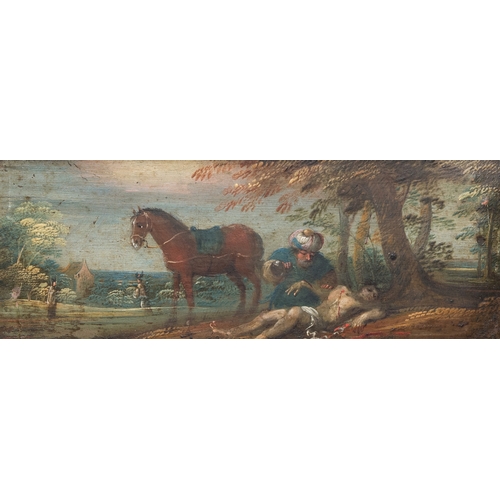 1251 - Flemish school, 17th C.: 'The Good Samaritan', oil on copperDim.: 30 x 16,5 cm (the frame)Dim.: 21,5... 