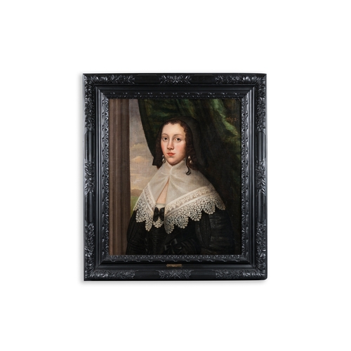 1258 - Dutch school: Portrait of a young woman with lace collar, oil on canvas, dated 1642Dim.: 91 x 81 cm ... 