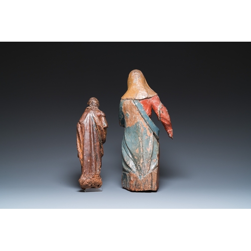 1282 - Two polychromed wood sculptures of Mary, 16th C.H.: 49 - 32 cm
 
 Provenance:- The collection of Mr.... 