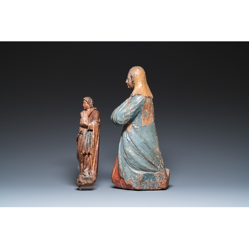 1282 - Two polychromed wood sculptures of Mary, 16th C.H.: 49 - 32 cm
 
 Provenance:- The collection of Mr.... 