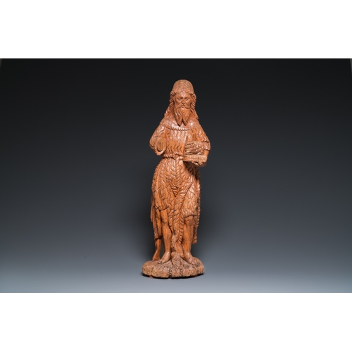 1284 - A large carved oak sculpture of John the Baptist holding the Lamb, 16th C.H.: 74,5 cm
 
 Depicted st... 