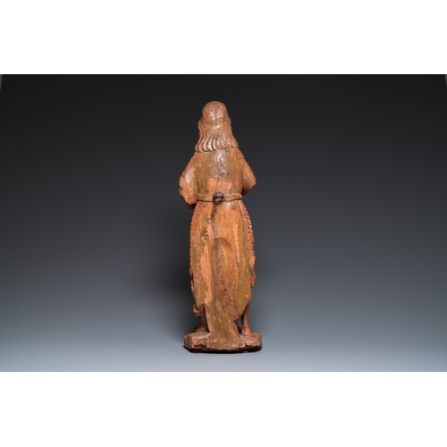 1284 - A large carved oak sculpture of John the Baptist holding the Lamb, 16th C.H.: 74,5 cm
 
 Depicted st... 