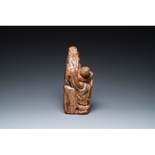 1286 - A Portuguese polychromed olive wood Pieta, 16th C.H.: 34,5 cm
 
 Provenance:- The collection of Mr. ... 