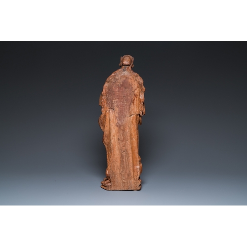 1289 - A Flemish carved oak sculpture of a female saint on a pyre, Brabant region, first half 16th C.H.: 64... 