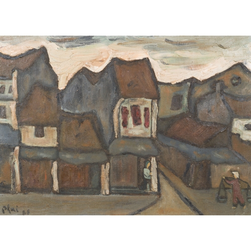 241 - Bui Xuan Phai (Vietnam, 1920-1988): 'A Hanoi street view', oil on canvas, dated 1986Description:Dim.... 