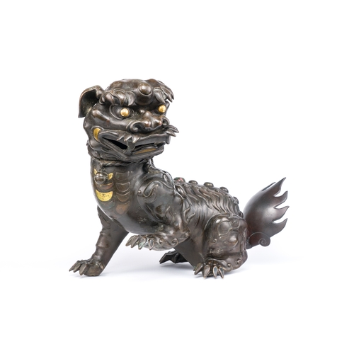 247 - A rare Chinese inlaid bronze lion-form censer, MingDescription:H.: 35 cm - L.: 43 cm Weight: 10,4 kg... 