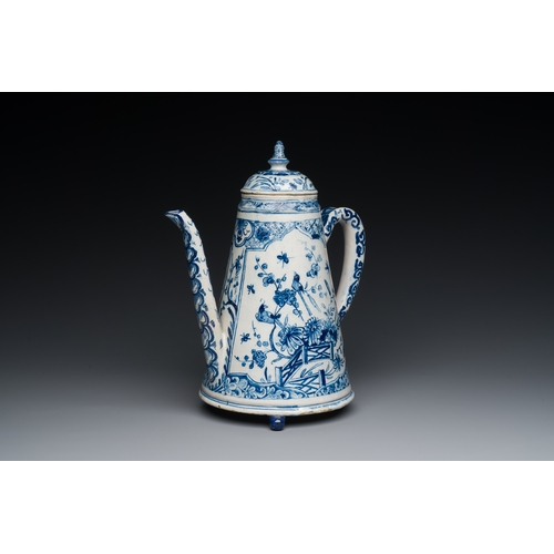 343 - A rare Dutch Delft blue and white coffeepot, dated 1732Description:H.: 30 cm Marked IML on the base ... 