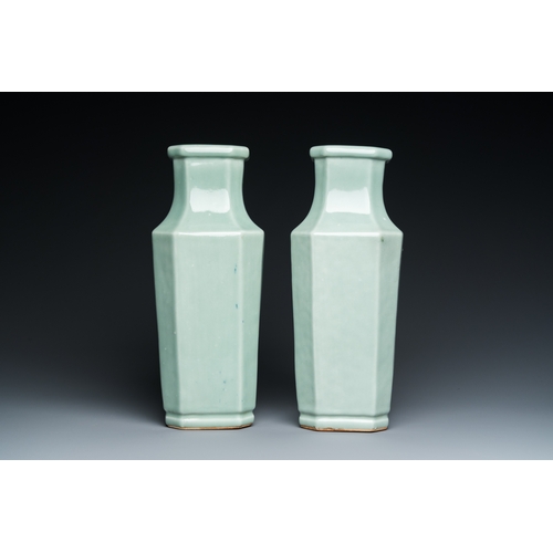 16 - A pair of Chinese monochrome celadon-glazed vases, Xuantong mark and of the periodDescription:H.: 30... 