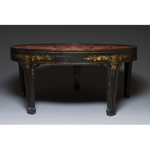 29 - An exceptionally large Chinese Canton enamel rice table or sweetmeat set in its original Canton gilt... 