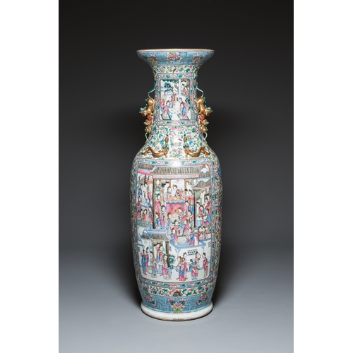 47 - A pair of massive Chinese famille rose vases, 19th C.Description:H.: 133 cmCondition:The absence of ... 