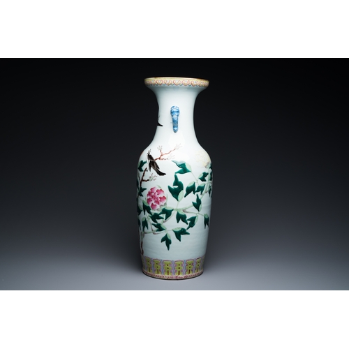 58 - A Chinese famille rose 'magpies and peonies' vase, Guangxu mark and of the periodDescription:H.: 60 ... 