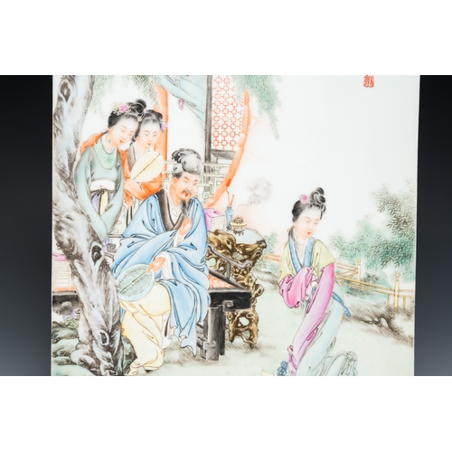 60 - A fine Chinese famille rose plaque, signed Wang Xiliang çé«è¯, dated 1943Description:Dim.: 38 x ... 