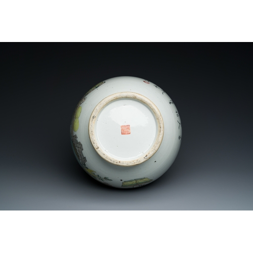 61 - A Chinese qianjiang cai 'hu' vase with antiquities, signed Xu Pinheng è¨±åè¡¡, Tongzhi mark, 19/20... 