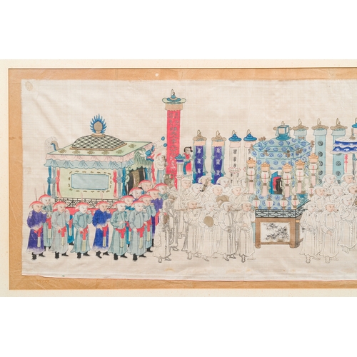 95 - Chinese school: The pilgrimage procession of the Dajia Mazu festival in Taiwan, ink and colour on si... 