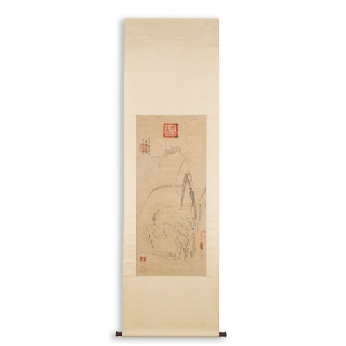 96 - Chinese school, anonymous, in the collection of Shi Min å²æ (1415-?): 'Heron and acorus', waterco... 