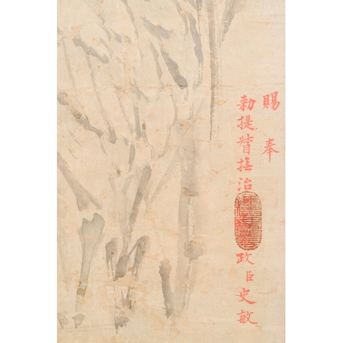 96 - Chinese school, anonymous, in the collection of Shi Min å²æ (1415-?): 'Heron and acorus', waterco... 