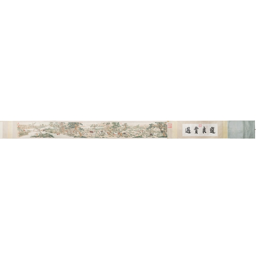 98 - Chinese school, after Giuseppe Castiglione éä¸å¯§ (1688-1766): '100 horses', handscroll, ink and ... 