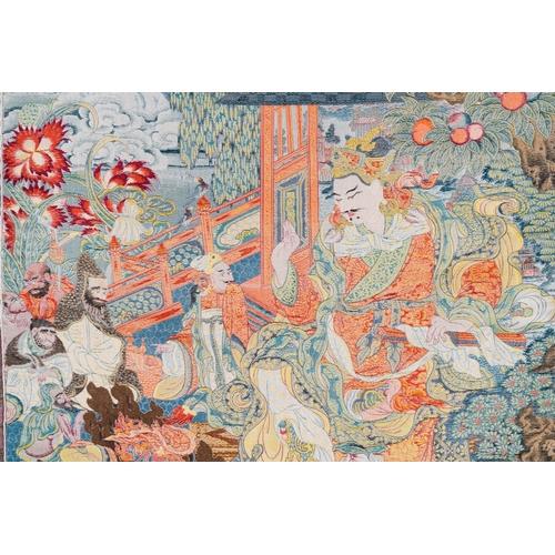 106 - A Chinese woven thangka of a Shambhala king, RepublicDescription:Dim.: 112,5 x 74,5 cm (the mount)Di... 