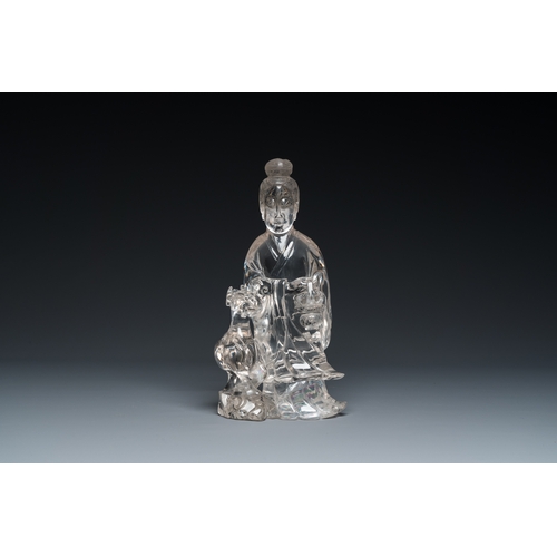 160 - A large Chinese rock crystal sculpture of Lan Caihe, 19th C.Description:H.: 32 cm (incl. the stand)H... 