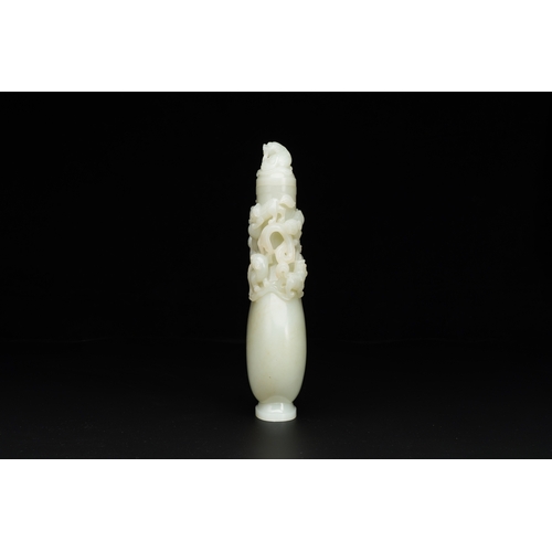 161 - A fine Chinese white jade 'buddhist lions' vase and cover, QingDescription:H.: 25,5 cm Provenance:- ... 