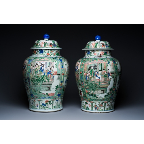 177 - A fine pair of large Chinese famille verte vases and covers, KangxiDescription:H.: 64 cm Provenance:... 