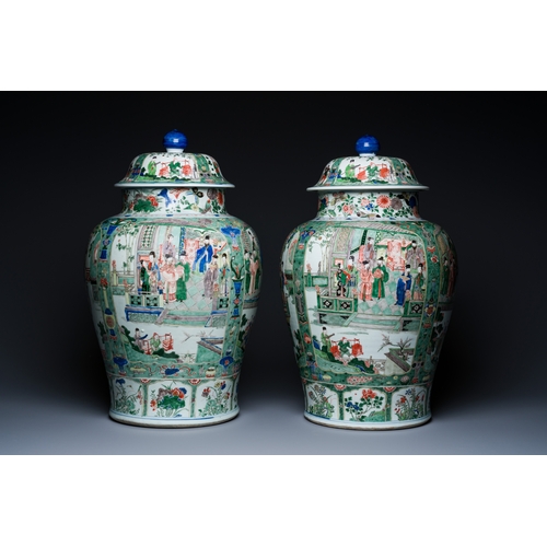 177 - A fine pair of large Chinese famille verte vases and covers, KangxiDescription:H.: 64 cm Provenance:... 